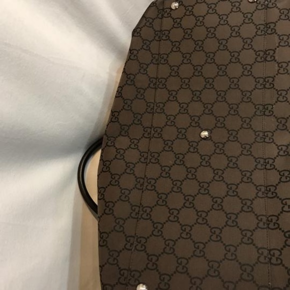Gucci Large Duffle GG Plus Brown Canvas & Leather Weekend/Travel Bag - Picture 3 of 8